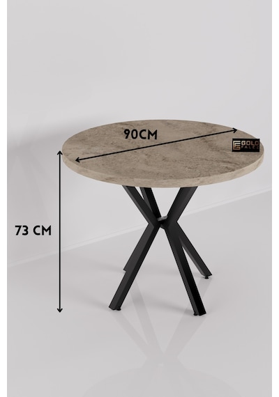 Yuvarlak Masa Traverten Ekru 90 Cm Çok Renkli