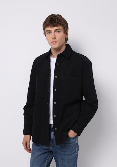 Colin's Colins Comfort Fit Shirt Neck Düz Erkek Siyah Shacket Cl1076729 Q1.v1 Blk Siyah