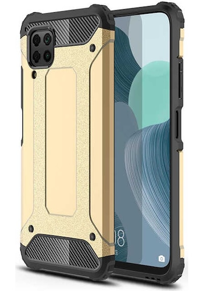 Noktaks - P40 Lite Uyumlu - Kılıf Çift Katman Zırh Tank Crash Military Kapak - Gold Gold