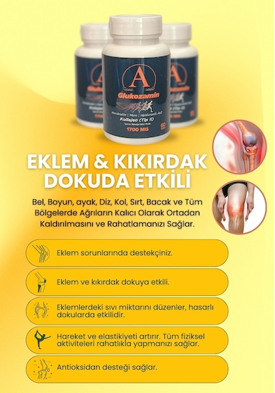Ayos Life Glukozamin Kolajen Kondroitin Msm Hyaluronik Asit ve Tip-II Kolajen İçeren Takviye Edici Gıda 60 Tablet