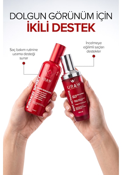 Uraw Güçlü Ve Uzun Saç Bakım Seti Kırmızı Sprey + Root Activator