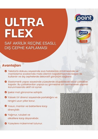 Ultra-flex - Saf Akrilik Esaslı Dış Cephe Kaplaması Beyaz, 7,5 Lt