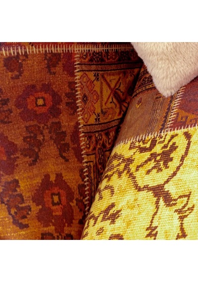 Softmicro Koltuk Örtüsü Çekyat Örtüsü Koltuk Şalı Etnik Desenli Boho Patchwork Kaymaz Kiremit 180x300 C Çok Renkli