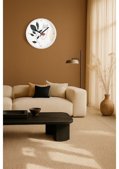 Minimalist Çizgi Sanatı Kadın Figürü Modern Duvar Saati - 35cm - Önü Camlı Beyaz Kasa-jh0690 Beyaz