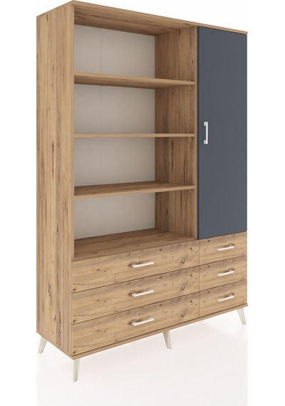 Hyperion Dolap 8 Raflı 6 Çekmeceli Tek Kapaklı 132x44x195 Çam-antrasit/çam Antrasıt/atlas Çam Hyperion Dolap 8 Raflı 6 Çekmeceli Tek Kapaklı 132x44x195 Çam-antrasit/çam Antrasıt/atlas Çam