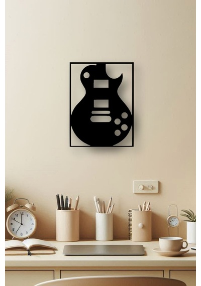 Ahşap Tablo Dekoratif Duvar Süsü Ev Ve Ofis İçin Müzik Ve Gitar Temalı