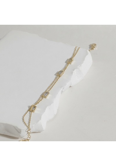 Zirkon Taşlı Zincir Bileklik 718556 Gold Gümüş