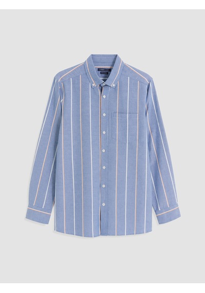 Lcwaıkıkı Classic Mavi Regular Fit Çizgili Oxford Erkek Gömlek