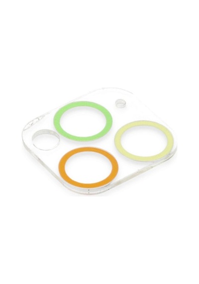 iPhone Uyumlu 11 Pro Renkli Kamera Lens Koruma Cam - Sarı-turuncu Çok Renkli