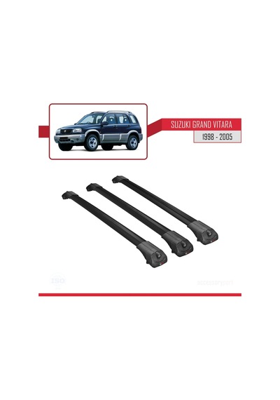 Suzuki Grand Vitara 1998-2005 Arası İle Uyumlu Ace-1 Ara Atkı Tavan Barı Siyah 3 Adet Bar