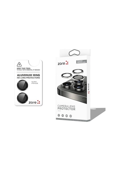 Vendas Apple Uyumlu iPhone 16 Zore Cl-12 Premium Safir Parmak Izi Bırakmayan Anti-reflective Kamera Lens Koruyucu Siyah