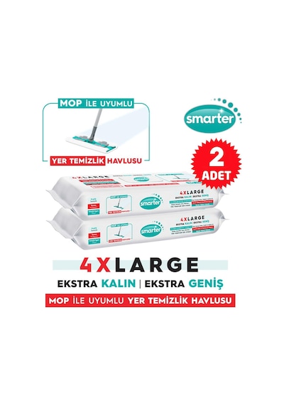 Smarter Beyaz Sabun Kokulu Sirke ve Karbonat Katkılı 4XL Mopa Uyumlu Yer Temizlik Havlusu 2 x 30'lu