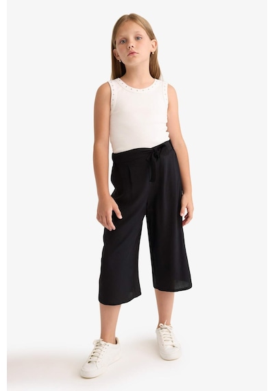 DeFacto Kız Çocuk Culotte Geniş Paça Viskon Kapri T3877A625SMBK27 Siyah