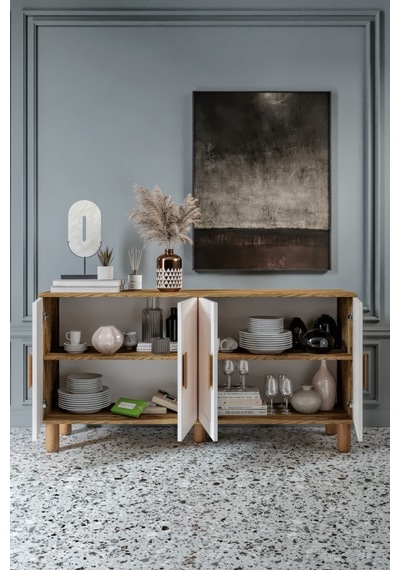 Flora Bohem Konsol 4 Kapaklı Mdf Mebran Kapak 160 Cm Modern Salon Konsolu Aytaşı Ceviz Ceviz - Aytaşı Flora Bohem Konsol 4 Kapaklı Mdf Mebran Kapak 160 Cm Modern Salon Konsolu Aytaşı Ceviz Ceviz - Aytaşı