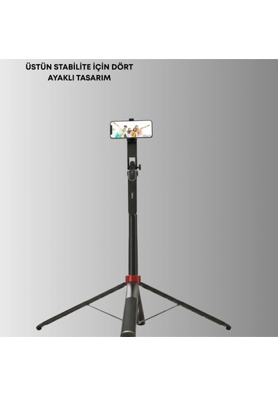 Uzatılabilir Tripodlu Selfie Çubuğu Dikey Ve Yatay Çekim, Uzaktan Kumandalı