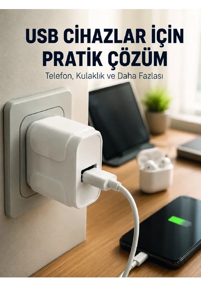 12w Usb Şarj Adaptörü 5v 2.4a Hızlı Ve Güvenli Şarj Başlığı Beyaz