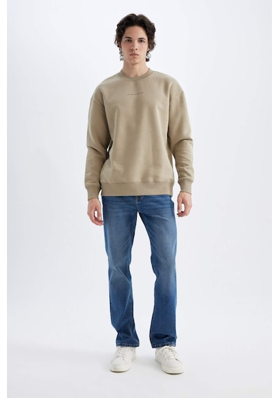 Defacto Boxy Fit Bisiklet Yaka Baskılı Sweatshirt X8282az24aubg311 Bej