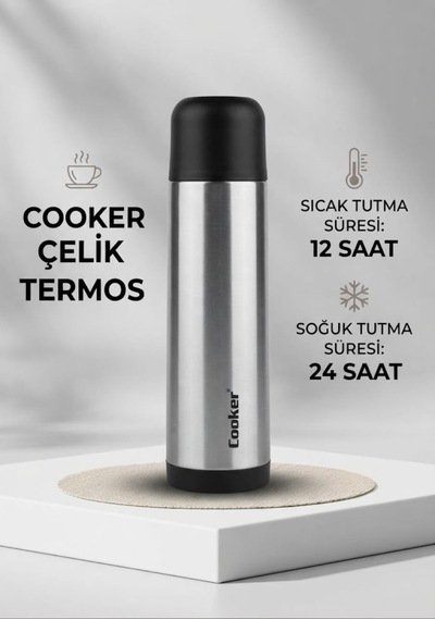 Paslanmaz Çelik Termos Sıcak Soğuk Tutucu Vakumlu Termos Siyah