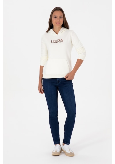U.S. Polo Assn. Kadın Krem Kapüşonlu Basic Sweatshirt 50307711-VR256