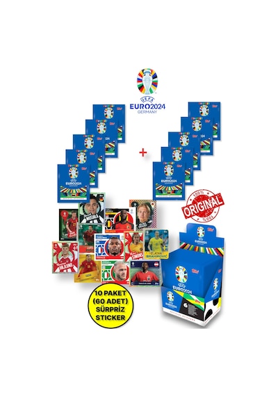 Almanya Euro 2024 Avrupa Şampiyonası Match Attax - 10 Adet Futbolcu Sticker Paketi 60 Adet Sticker