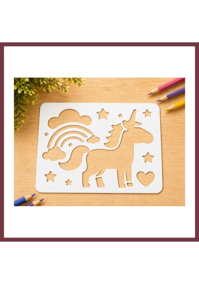 Storeşahin 3d Baskı Unicorn Ve Gökkuşağı Çizim Şablonu - Desen Kalıbı - Beyaz Shn0720
