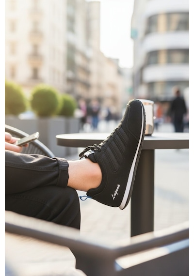 Enoch Erkek El Yazısı Detaylı Üçlü Şeritli Günlük Spor Ayakkabı Sneaker Siyah - Beyaz Enoch Erkek El Yazısı Detaylı Üçlü Şeritli Günlük Spor Ayakkabı Sneaker Siyah - Beyaz