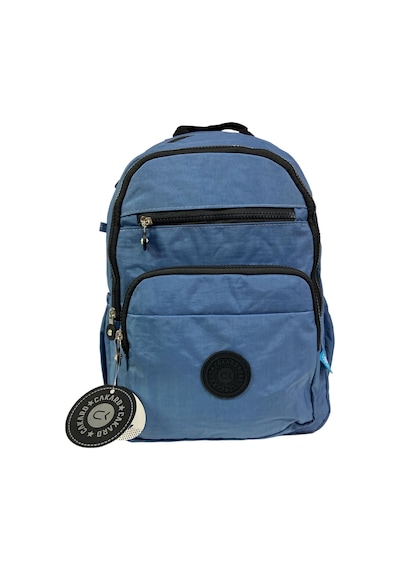 Cakard Su Geçirmez Kaliteli Astarlı Krinkıl Kumaş Unisex Iki Gözlü Okul Spor Seyahat Sırt Çantası 30x38cm Mavi