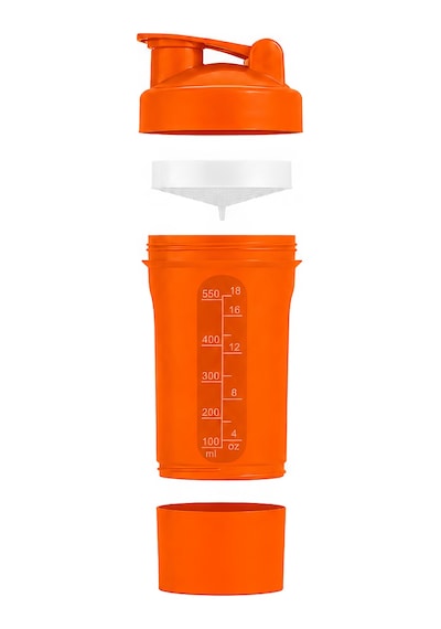 Gym Smart Shaker 550 Ml Ölçekli Ve Sızdırmaz Kapaklı Saklama Hazneli Protein Shaker Turuncu