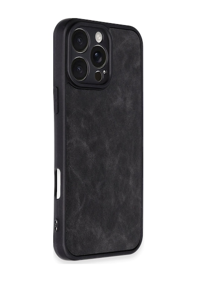 Apple Uyumlu iPhone 16 Pro Kılıf Aras Deri Kapak Siyah\