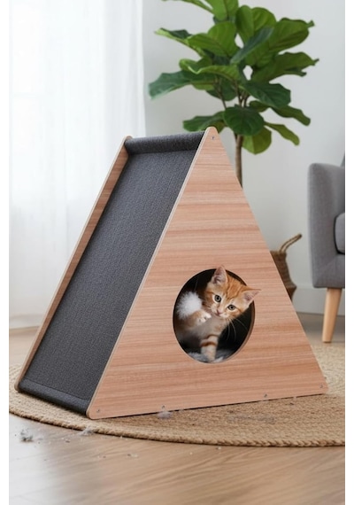 Tr Pet Üçgen Kedi Tırmalama Ve Oyun Evi