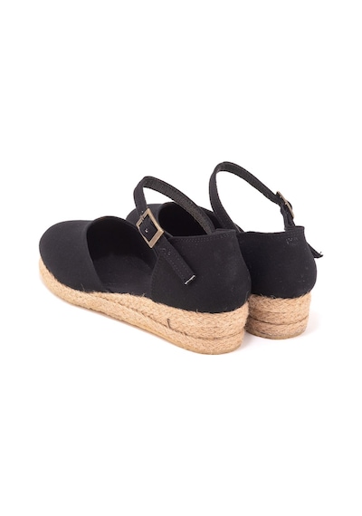 Star Tombis Gerçek Elişi Hasır 3cm Topuklu Bantlı Günlük Kız Çocuk Espadril Handmade Siyah