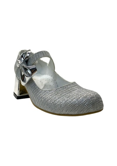 Tuğba Ortopedi 727 Kız Çocuk Topuklu Abiye Ayakkab Gümüş Simli Gümüş