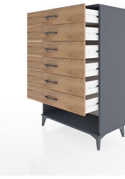 Hyperion Dolap 6 Çekmeceli 88x44x134 Antrasit-çam Antrasit