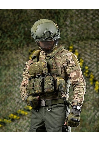 Single Sword Single Sword Kasırga Tactical Balistik Plaka Takılabilen Açık Cepli Hücum Yeleği, Multicam Çok Renkli