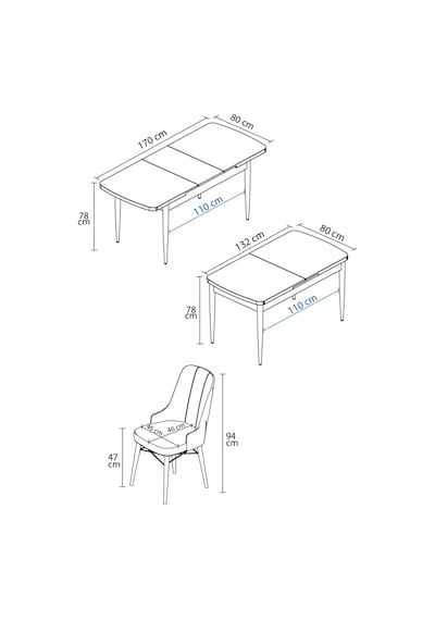 Familieconcept Zümra Serisi, Beyaz 80x132 Açılabilir Mdf Mutfak Masası Takımı 4 Adet Sandalye Antrasit Familieconcept Zümra Serisi, Beyaz 80x132 Açılabilir Mdf Mutfak Masası Takımı 4 Adet Sandalye Antrasit