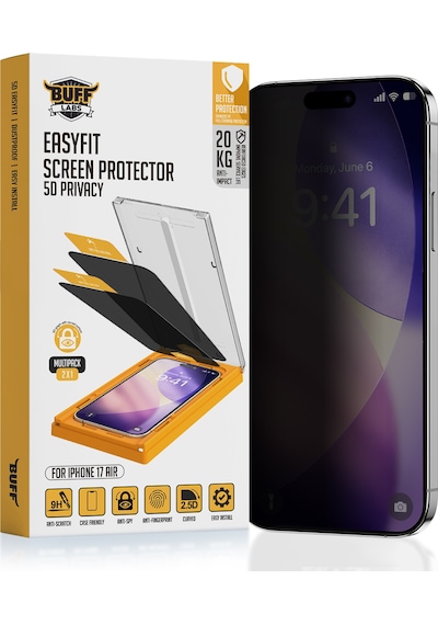 Buff Apple Uyumlu   iPhone 17 Air 5d Privacy Easyfit 2 Adet Ekran Koruyucu
