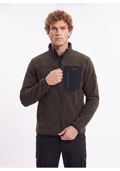 Jeep Kahverengi Erkek Polar Sweatshırt J4wm-swt4444 Koyu Haki