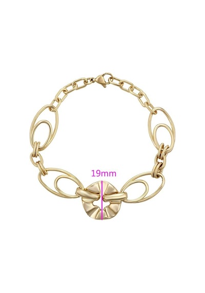 Modern Oval Halka Detaylı 14 Ayar Altın Kaplama Kadın Bileklik Gold