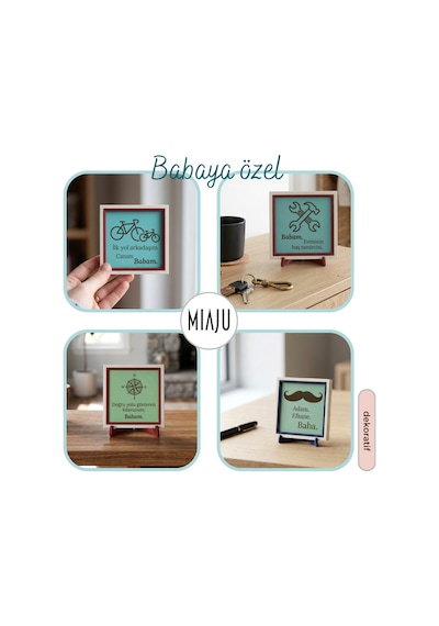 Hayatımdaki En Güzel İsim Yazılı Modern Obje, Babaya Özel Aslan Tasarımlı 10x10 Cm Dekoratif Tasarım