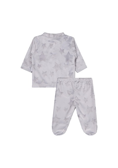 Albimini Minidamla Filli Nakış Patikli 2li 1-6 Ay Pijama Takımı - Gri