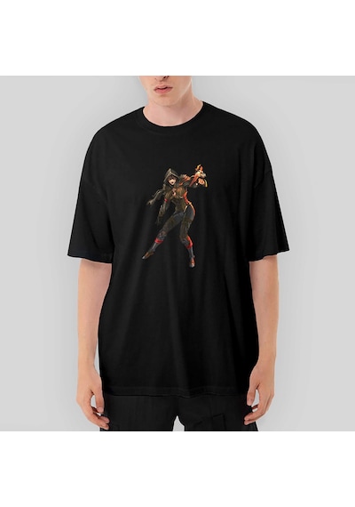 Diablo 3 Female Demon Hunter Oversize Siyah Tişört Siyah