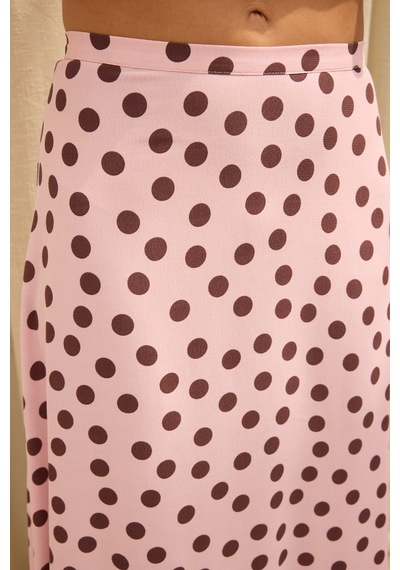 Mai Collection Manon Puantiyeli Pembe Crop Etek Takım