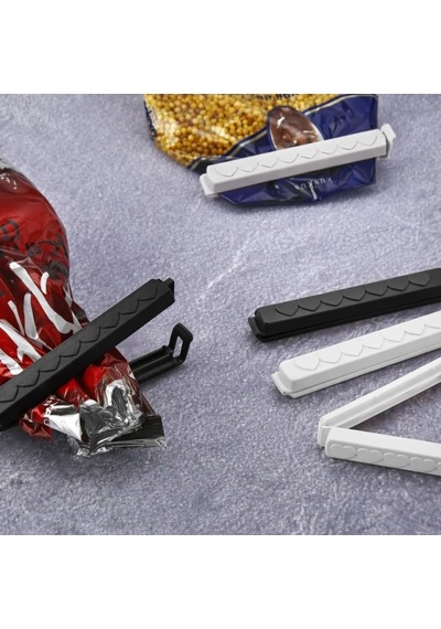 6 Lı Poşet Klipsi Büyük Boy Hava Geçirmez Güçlü Gıda Saklama Mandalı Cips, Bakliyat, Makarna Paket Kapatıcı Renk Seçenekli Siyah-beyaz Çok Renkli