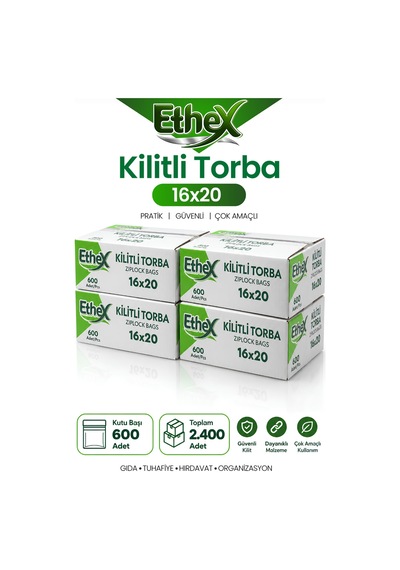 Kırmızı Şeritli Kilitli Torba 16x20 Cm 2400 Adet 4 Kutu - Gıda Uyumlu, Dayanıklı Ve Kullanışlı - 687109996