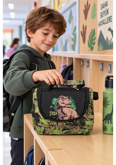 Jurassic World Dinozor T Rex Termal Beslenme Çantası Çocuk Okul Yemek Çantası 22x20x12 Cm Çok Renkli