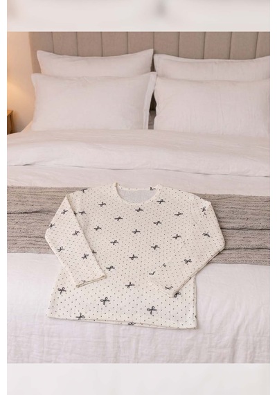 Kadın Pamuklu Desenli Kaşkorse Pijama Takımı Desen 1