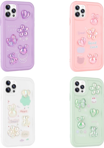 Zeyline Apple Uyumlu iPhone 13 Pro Max Kabartma Figürlü Parlak Zore Toys Silikon Kapak-mor