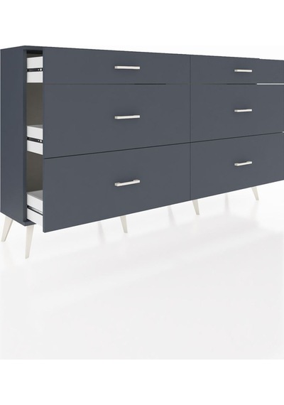 Arges Konsol 6 Çekmeceli 176x30x99 Antrasit-antrasit Antrasit-antrasit