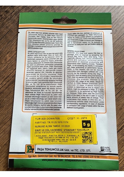 Paşa Tohumculuk Domates Tohumu H-2274 5gr