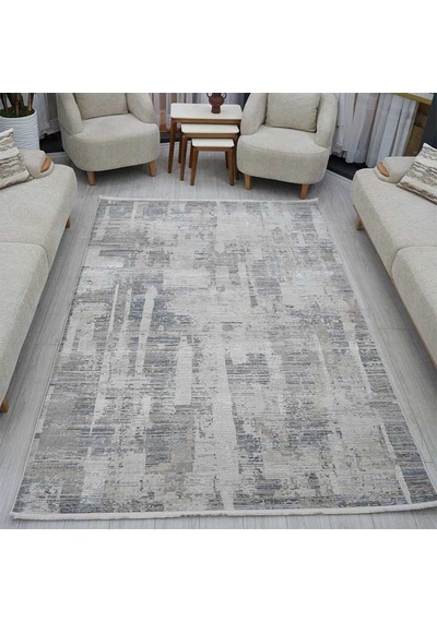 Otantik Modern Eskitme Saçaklı Dokuma Salon Halısı Krem Gri Antrasit 200x290 Cm 11